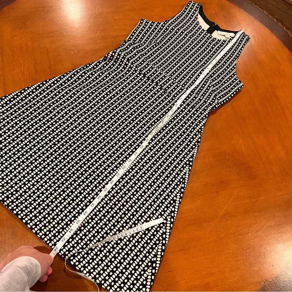 NEW $80 Ann Taylor LOFT Sleeveless Knee-Length Fit & Flare Dress Black Geo Print - Picture 14 of 16
